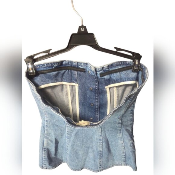 Chic DL1961 Denim Strapless Button-Up Top - Picture 5 of 8